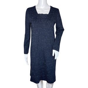 J. Jill Dress Womens Small Navy Blue White Speckled‎ Ponte Knit Basic Minimalist